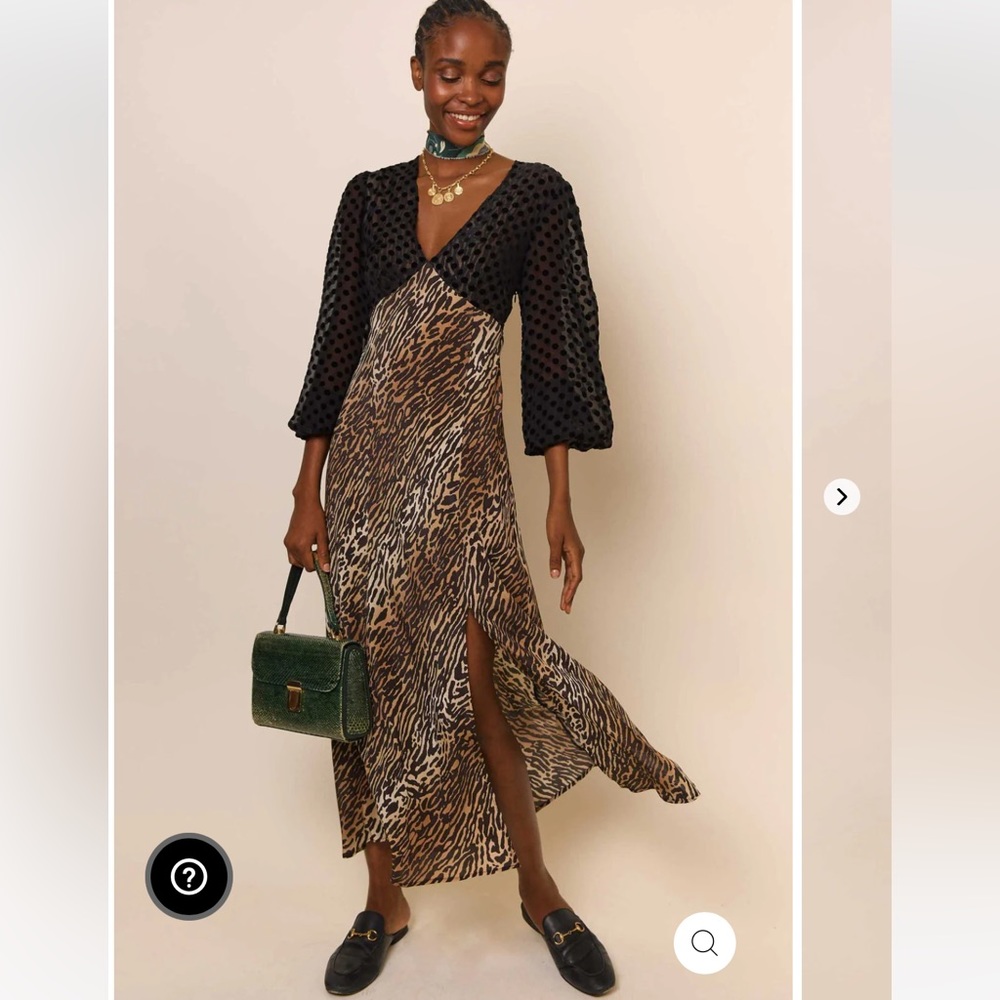 RIXO Melanie-Leopard Spot Velvet/Silk Dress